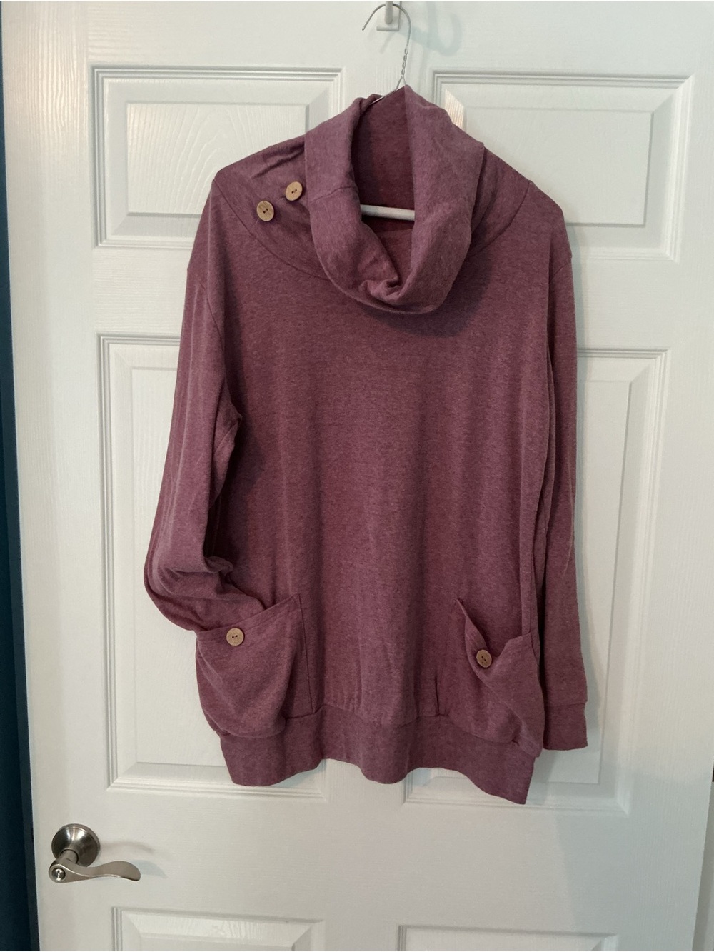Women's Mauve Cowl Neck Pocket Sweater